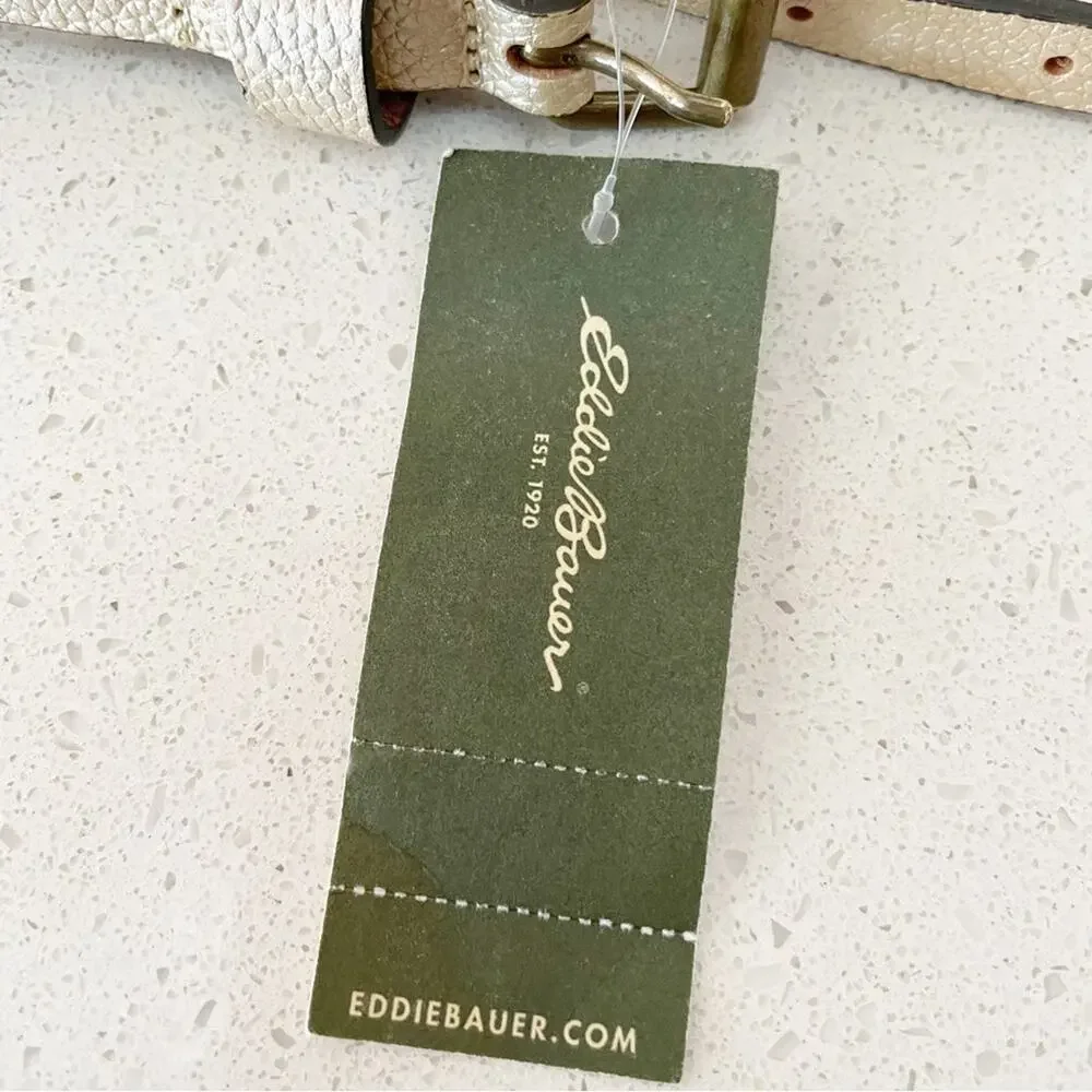 Eddie Bauer Women XL‎ White thin Brass Studded Belt